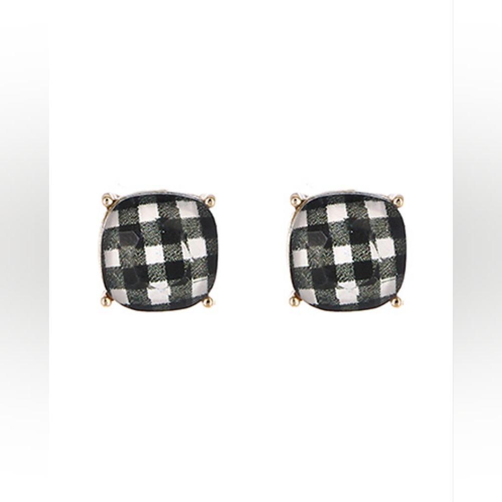 Black and White Plaid Earrings